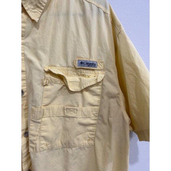 Columbia Mens PFG Short Sleeve Button-Up Fishing Shirt Size XL Yellow - Picture 4 of 9